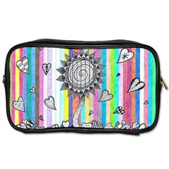 Striped Flower Toiletries Bag (one Side) by okhismakingart