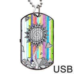 Striped Flower Dog Tag Usb Flash (one Side) by okhismakingart