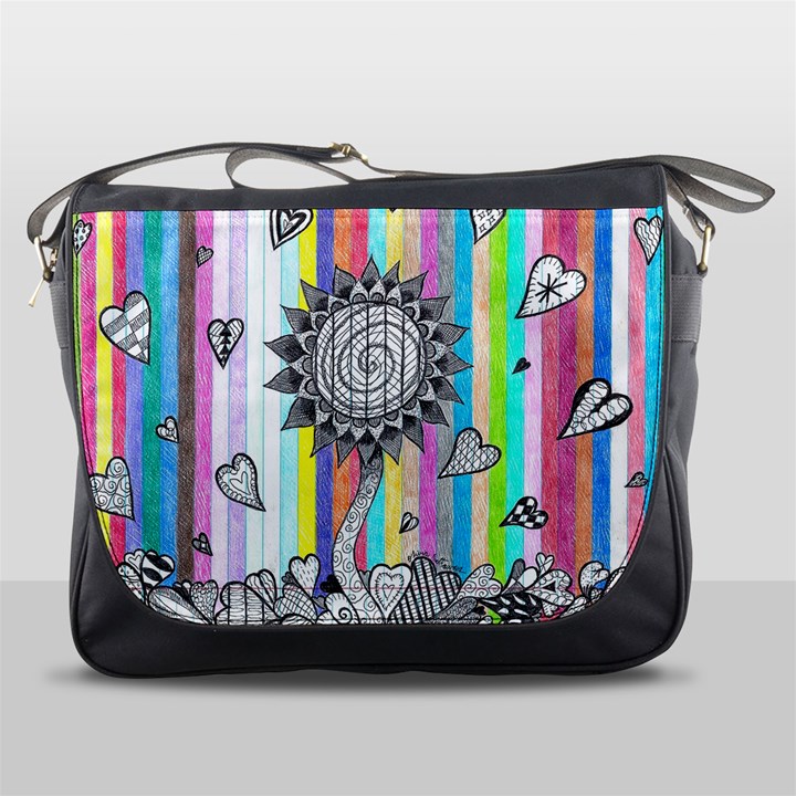 Striped Flower Messenger Bag