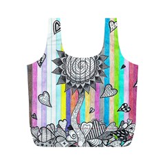 Striped Flower Full Print Recycle Bag (m) by okhismakingart