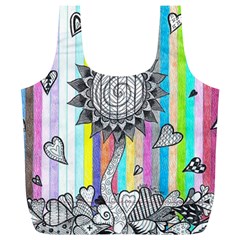 Striped Flower Full Print Recycle Bag (xl) by okhismakingart