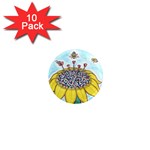 Bees at Work in Blue  1  Mini Magnet (10 pack)  Front