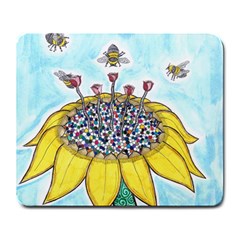 Bees At Work In Blue  Large Mousepads