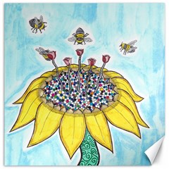 Bees At Work In Blue  Canvas 12  X 12  by okhismakingart