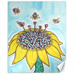 Bees At Work In Blue  Canvas 11  X 14  by okhismakingart