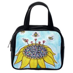 Bees At Work In Blue  Classic Handbag (one Side) by okhismakingart