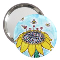 Bees At Work In Blue  3  Handbag Mirrors by okhismakingart