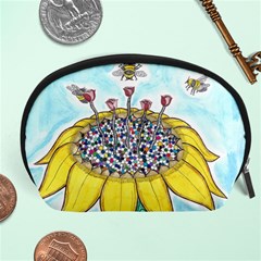 Bees At Work In Blue  Accessory Pouch (large) by okhismakingart