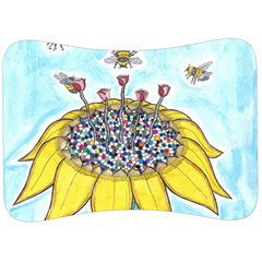 Bees At Work In Blue  Velour Seat Head Rest Cushion by okhismakingart