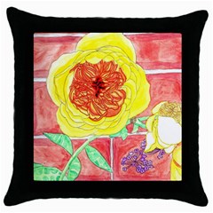 Reid Hall Rose Watercolor Throw Pillow Case (black) by okhismakingart