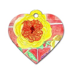 Reid Hall Rose Watercolor Dog Tag Heart (two Sides) by okhismakingart