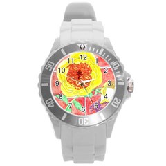 Reid Hall Rose Watercolor Round Plastic Sport Watch (l) by okhismakingart