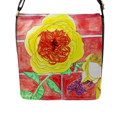 Reid Hall Rose Watercolor Flap Closure Messenger Bag (l) by okhismakingart