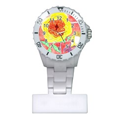 Reid Hall Rose Watercolor Plastic Nurses Watch by okhismakingart