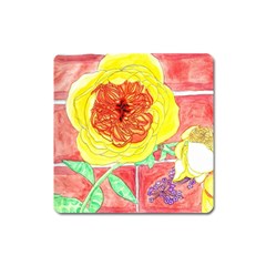 Reid Hall Rose Watercolor Square Magnet by okhismakingart