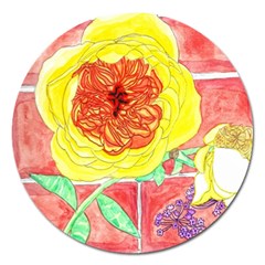 Reid Hall Rose Watercolor Magnet 5  (round) by okhismakingart