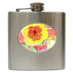 Reid Hall Rose Watercolor Hip Flask (6 Oz) by okhismakingart