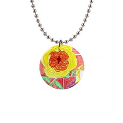 Reid Hall Rose Watercolor 1  Button Necklace by okhismakingart