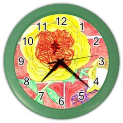 Reid Hall Rose Watercolor Color Wall Clock by okhismakingart