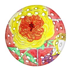 Reid Hall Rose Watercolor Ornament (round Filigree) by okhismakingart