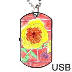 Reid Hall Rose Watercolor Dog Tag Usb Flash (two Sides) by okhismakingart