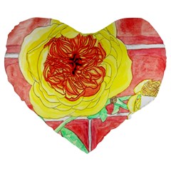 Reid Hall Rose Watercolor Large 19  Premium Flano Heart Shape Cushions by okhismakingart