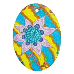 Tie-dye Flower And Butterflies Ornament (oval) by okhismakingart