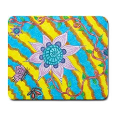 Tie-dye Flower And Butterflies Large Mousepads