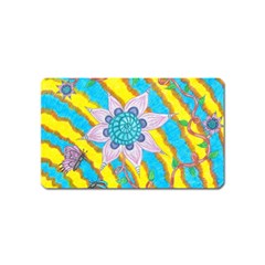 Tie-dye Flower And Butterflies Magnet (name Card) by okhismakingart