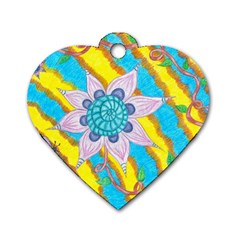 Tie-dye Flower And Butterflies Dog Tag Heart (two Sides) by okhismakingart