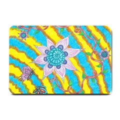 Tie-dye Flower And Butterflies Small Doormat  by okhismakingart