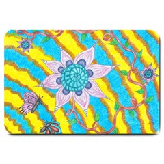 Tie-dye Flower And Butterflies Large Doormat  by okhismakingart