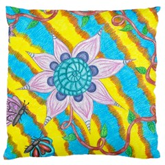 Tie-dye Flower And Butterflies Large Cushion Case (two Sides) by okhismakingart