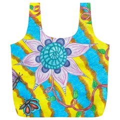 Tie-dye Flower And Butterflies Full Print Recycle Bag (xl) by okhismakingart