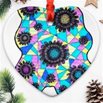 Neon Geometric Flowers  Ornament (Heart) Front