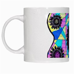 Neon Geometric Flowers  White Mugs by okhismakingart