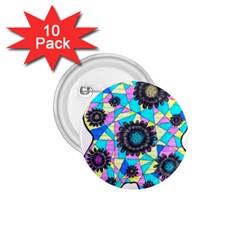 Neon Geometric Flowers  1 75  Buttons (10 Pack) by okhismakingart