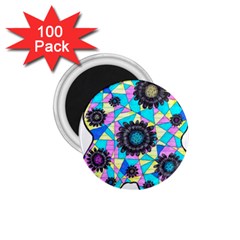 Neon Geometric Flowers  1 75  Magnets (100 Pack)  by okhismakingart