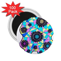 Neon Geometric Flowers  2 25  Magnets (100 Pack)  by okhismakingart