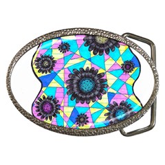 Neon Geometric Flowers  Belt Buckles by okhismakingart