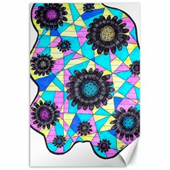 Neon Geometric Flowers  Canvas 24  X 36  by okhismakingart