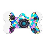 Neon Geometric Flowers  Dog Tag Bone (Two Sides) Front