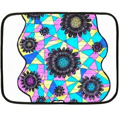 Neon Geometric Flowers  Double Sided Fleece Blanket (mini)  by okhismakingart