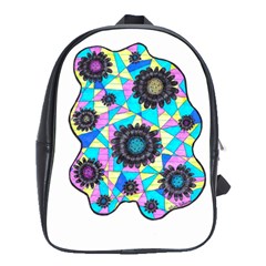 Neon Geometric Flowers  School Bag (large) by okhismakingart