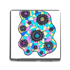 Neon Geometric Flowers  Memory Card Reader (square 5 Slot) by okhismakingart