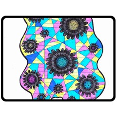 Neon Geometric Flowers  Fleece Blanket (large)  by okhismakingart