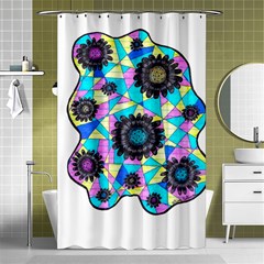 Neon Geometric Flowers  Shower Curtain 48  X 72  (small)  by okhismakingart