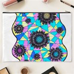 Neon Geometric Flowers  Cosmetic Bag (XXXL) Back