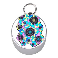 Neon Geometric Flowers  Mini Silver Compasses by okhismakingart