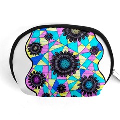 Neon Geometric Flowers  Accessory Pouch (medium) by okhismakingart